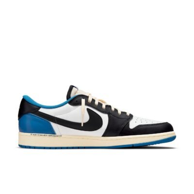 Air Jordan 1 Retro Low x Fragment Design x Travis Scott x 'Sail Black Military Blue' - HouseofKickz