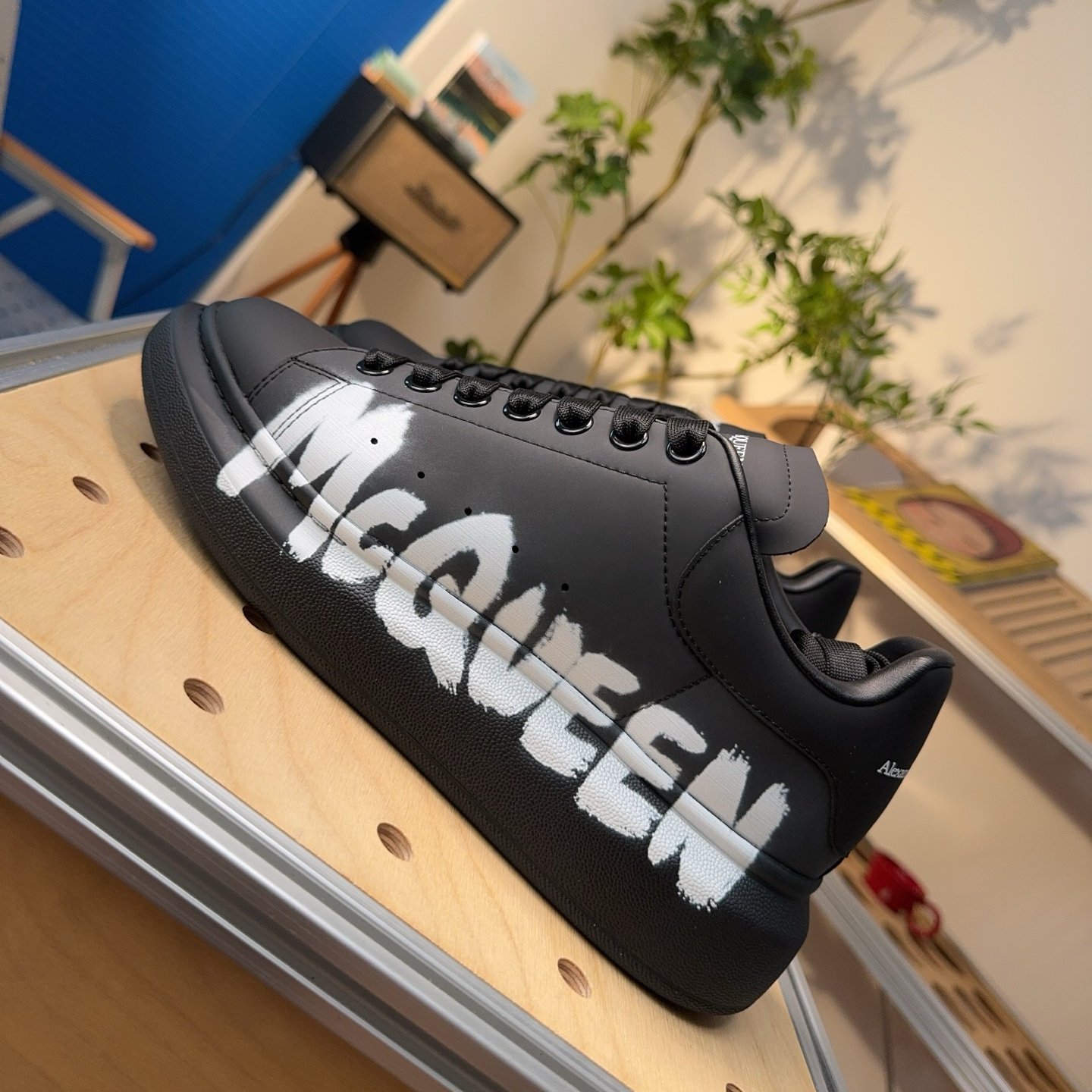 Alexander McQueen Graffiti-print Oversized Sneakers Black - HouseofKickz