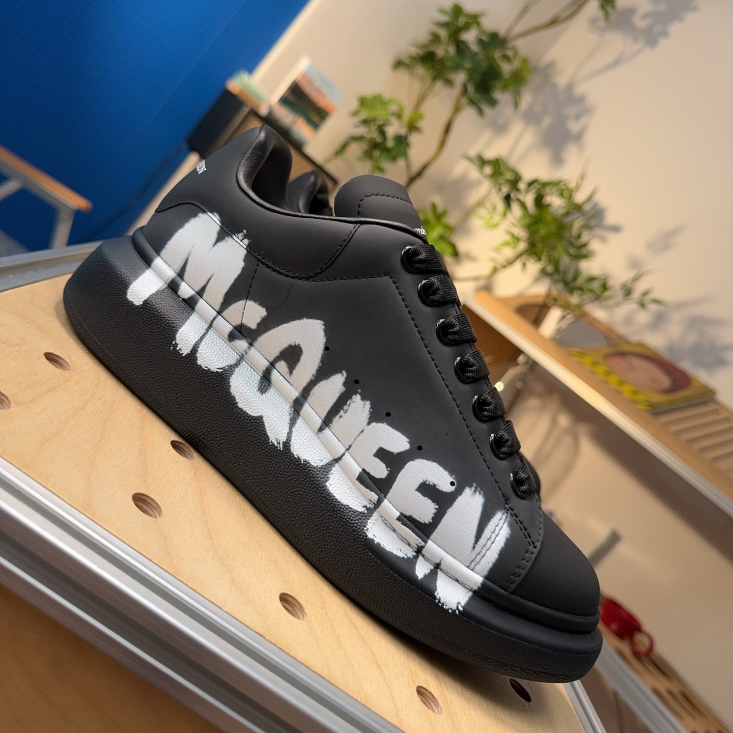 Alexander McQueen Graffiti-print Oversized Sneakers Black - HouseofKickz