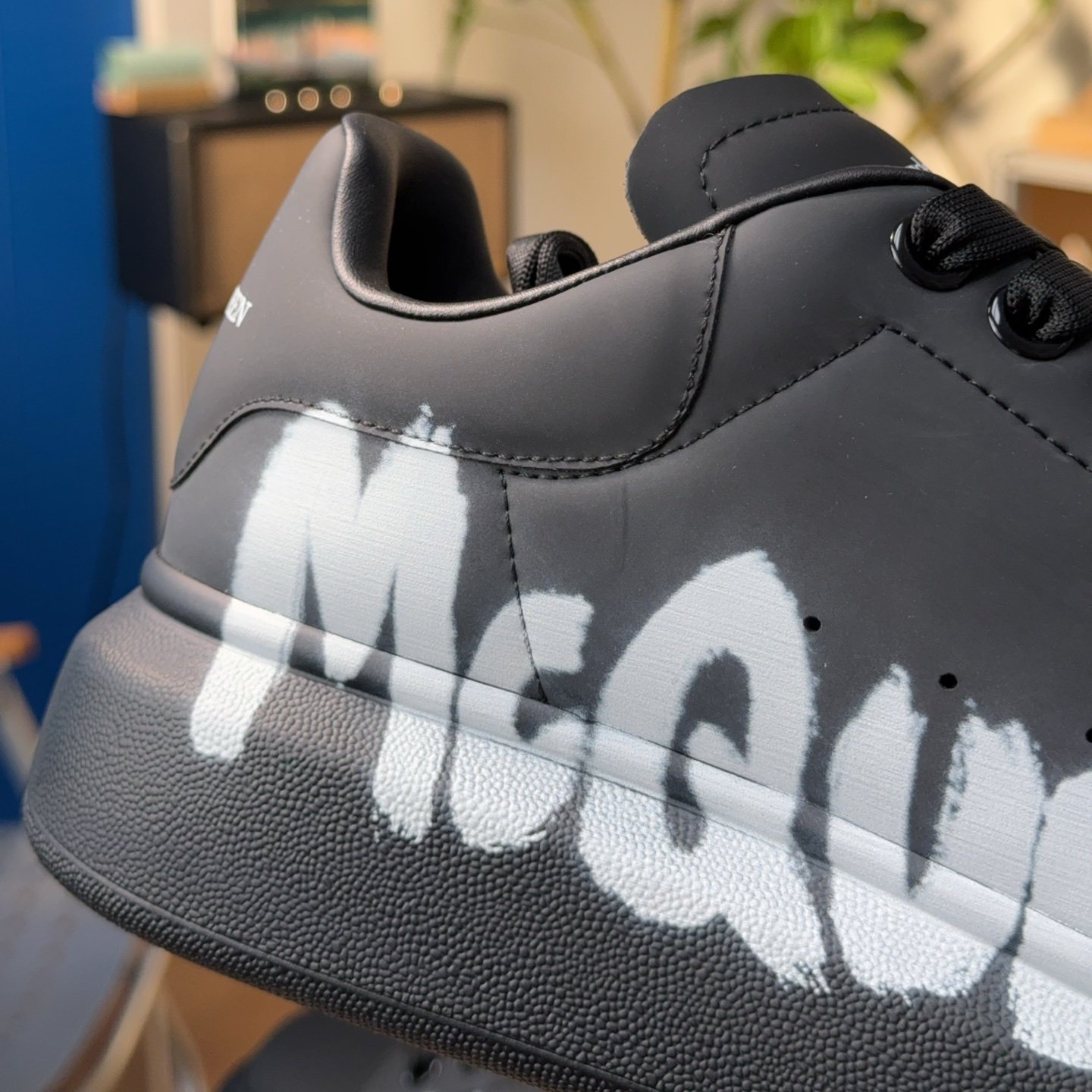 Alexander McQueen Graffiti-print Oversized Sneakers Black - HouseofKickz