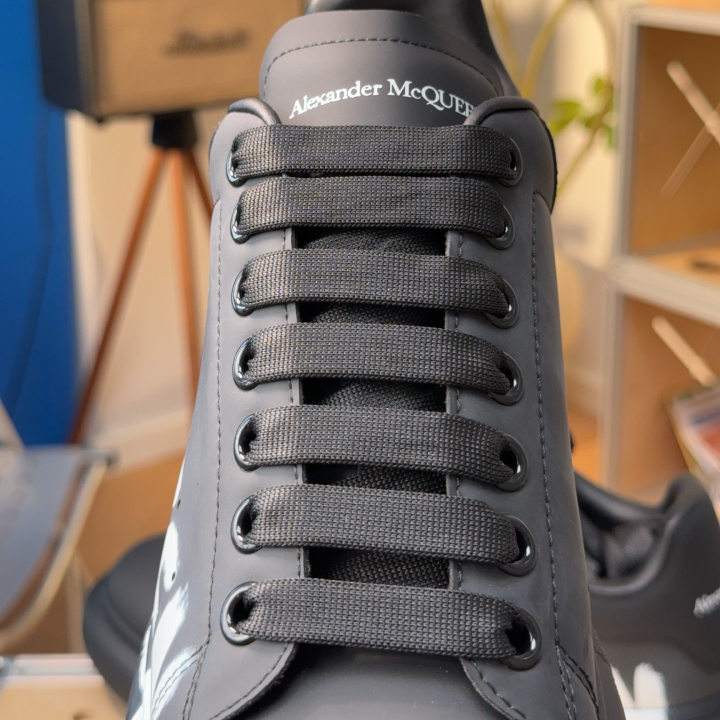 Alexander McQueen Graffiti-print Oversized Sneakers Black - HouseofKickz