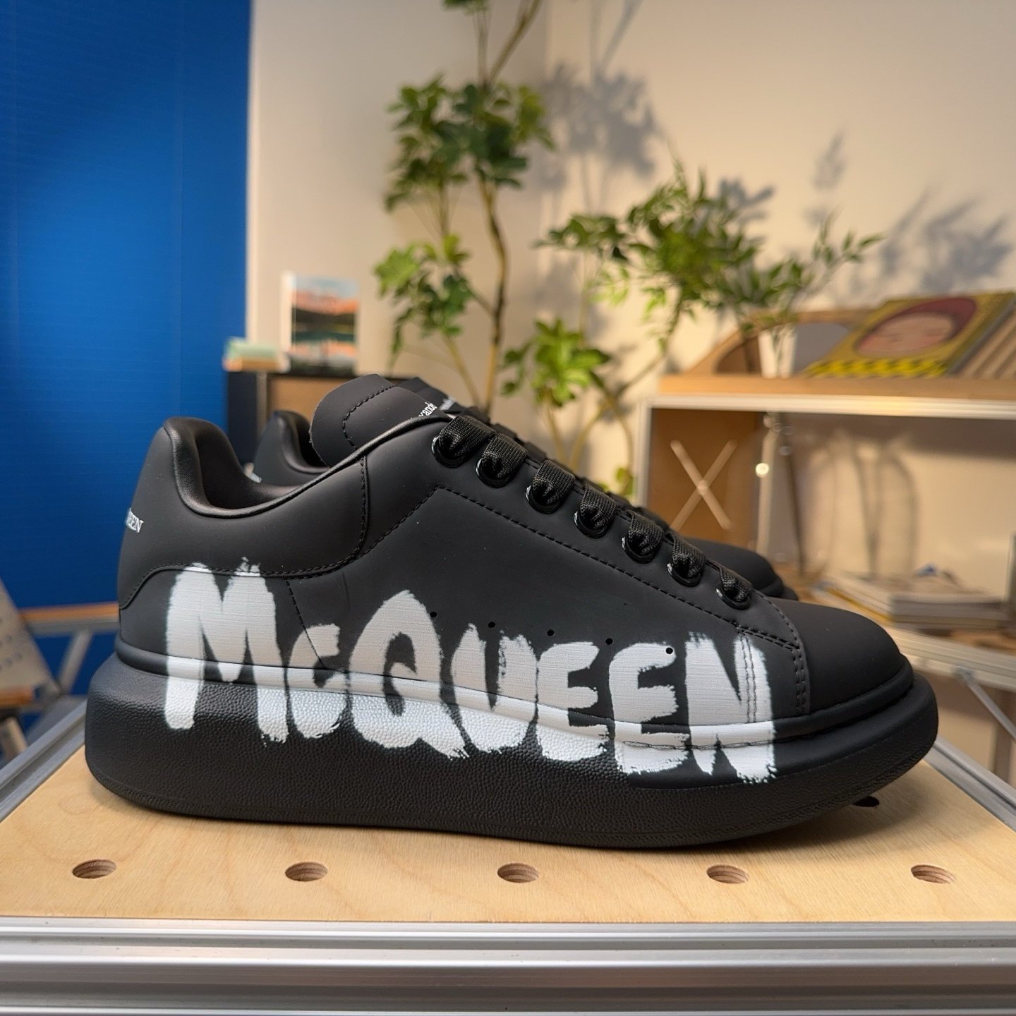 Alexander McQueen Graffiti-print Oversized Sneakers Black - HouseofKickz