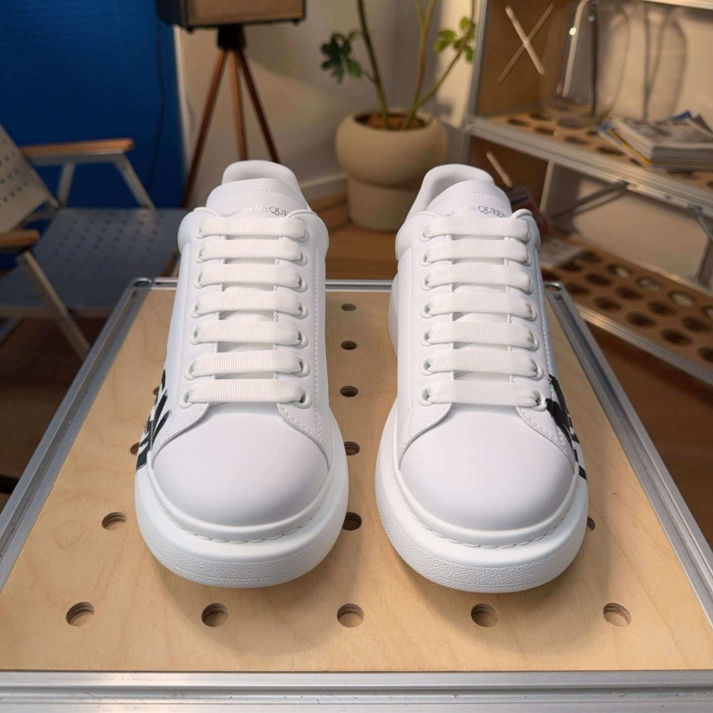 Alexander McQueen Graffiti-print Oversized Sneakers White - HouseofKickz