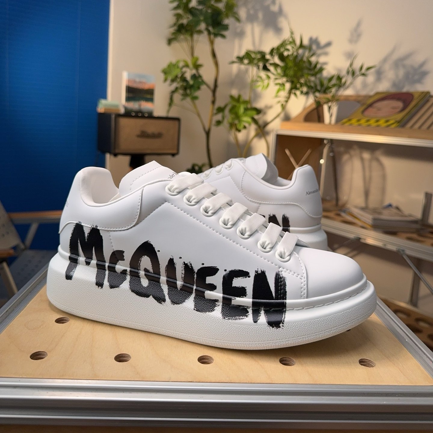 Alexander McQueen Graffiti-print Oversized Sneakers White - HouseofKickz