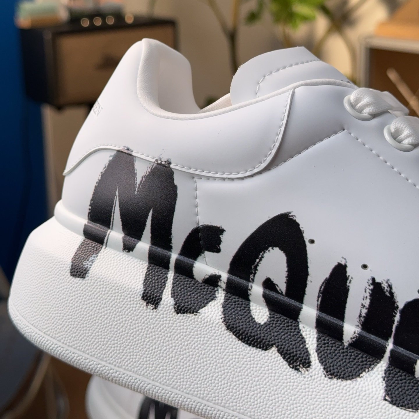 Alexander McQueen Graffiti-print Oversized Sneakers White - HouseofKickz