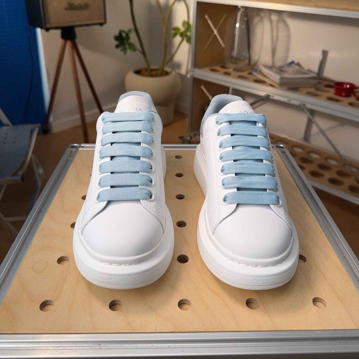 Alexander McQueen Larry Oversize Sneakers 'White Blue' - HouseofKickz