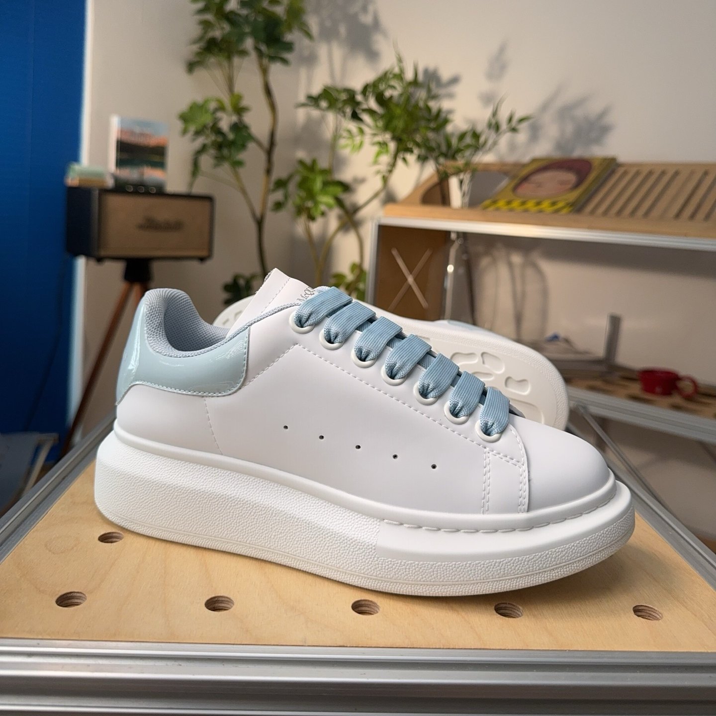 Alexander McQueen Larry Oversize Sneakers 'White Blue' - HouseofKickz