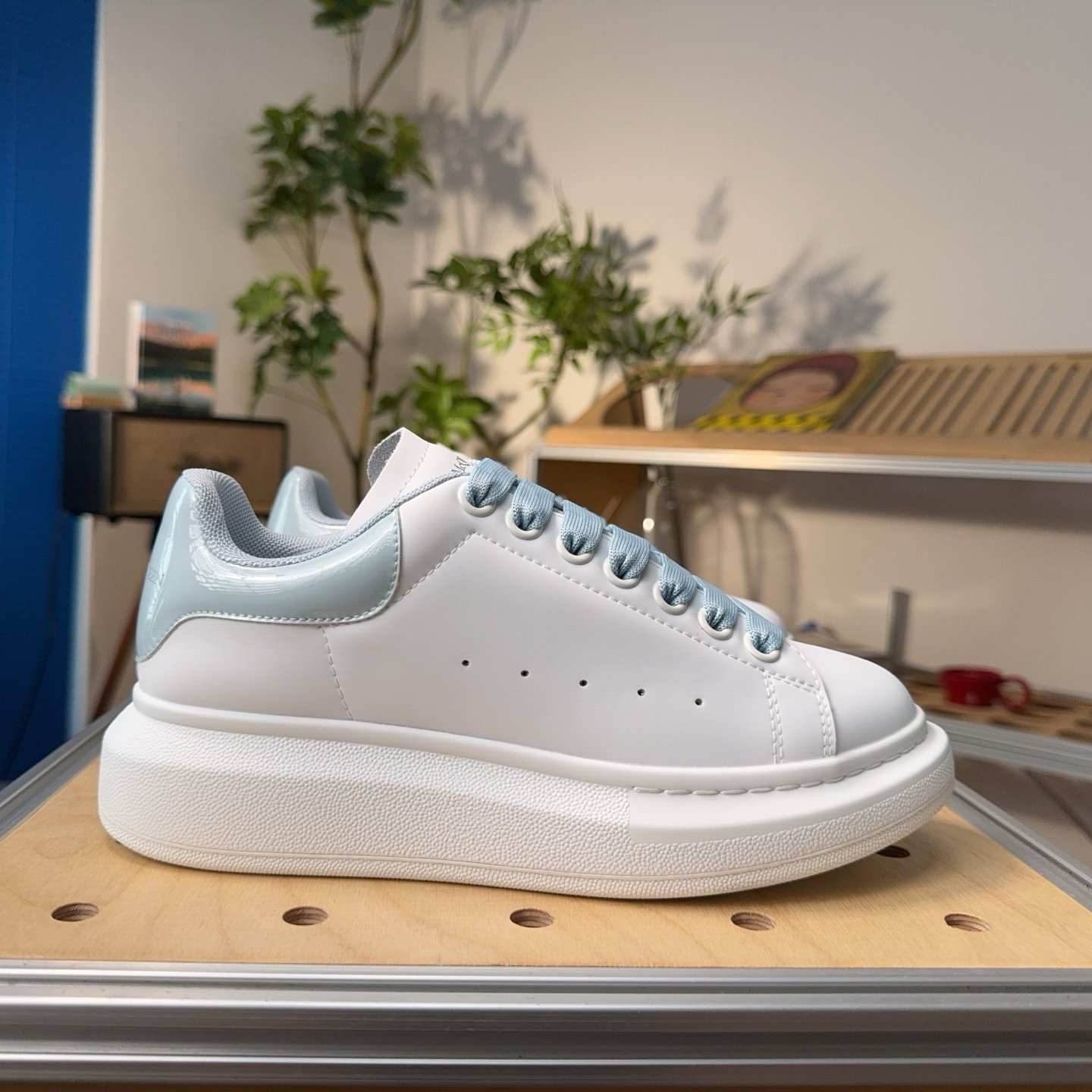 Alexander McQueen Larry Oversize Sneakers 'White Blue' - HouseofKickz