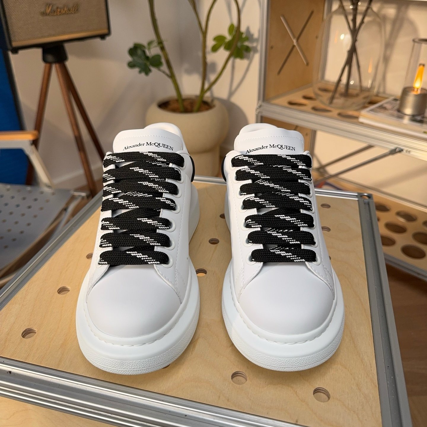 Alexander McQueen Oversized Sneaker in White/Black - HouseofKickz