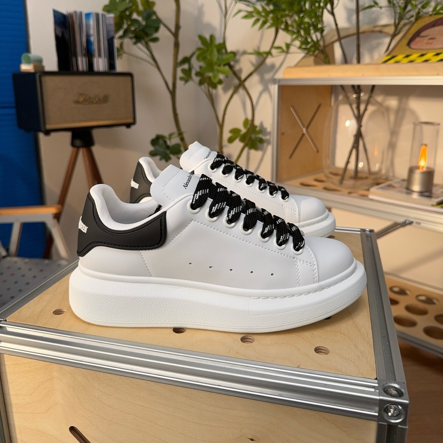 Alexander McQueen Oversized Sneaker in White/Black - HouseofKickz