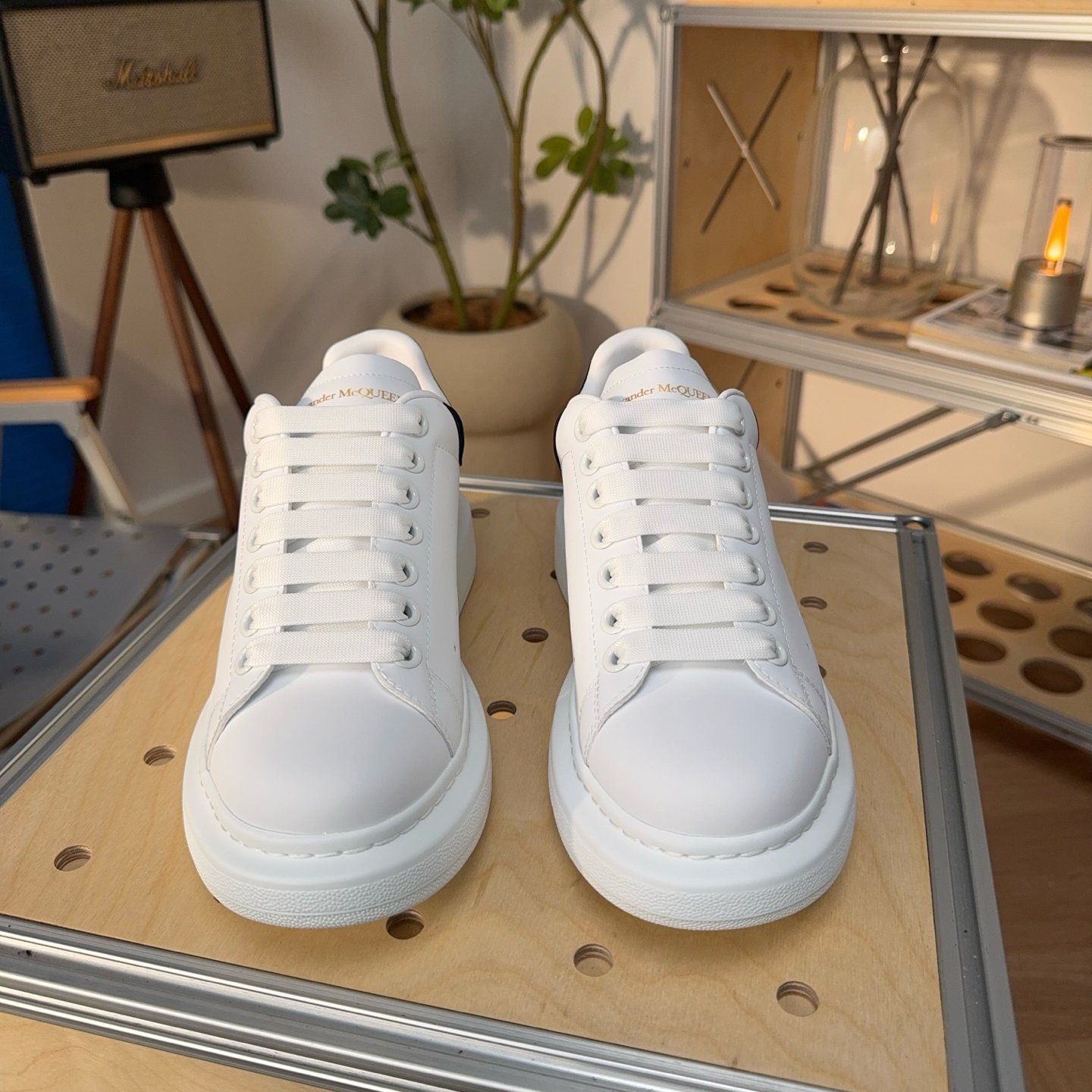 Alexander McQueen Oversized Sneaker in White/Black - HouseofKickz