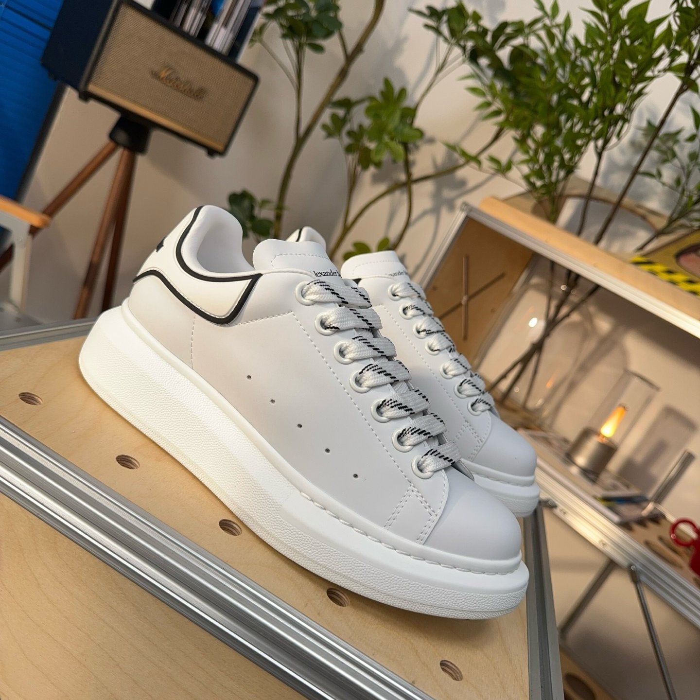 Alexander McQueen Oversized Sneaker in White Black - HouseofKickz