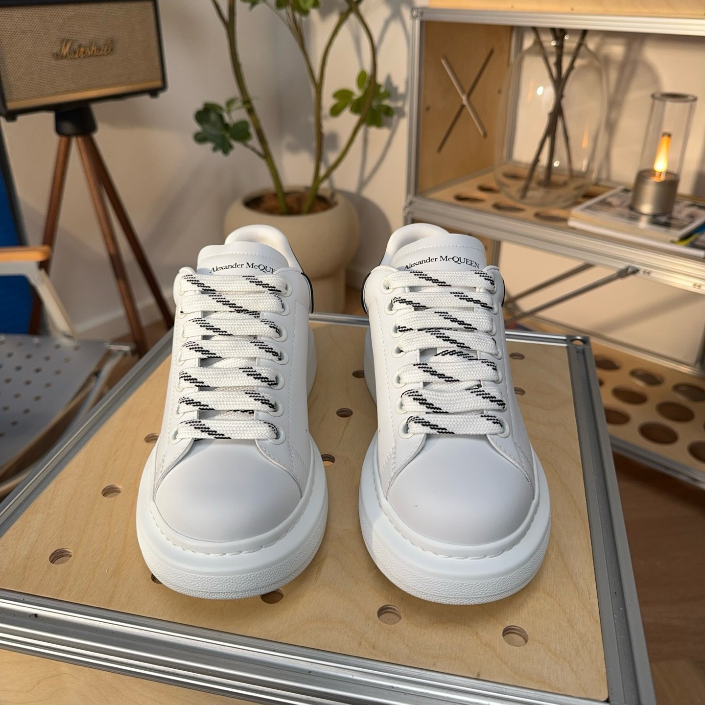 Alexander McQueen Oversized Sneaker in White Black - HouseofKickz