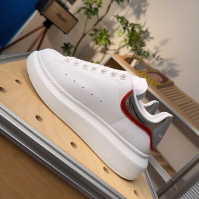 Alexander McQueen Oversized White Silver Red Metallic - HouseofKickz